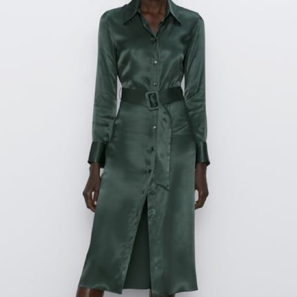 Zara Midi Satin Dress  with Belt